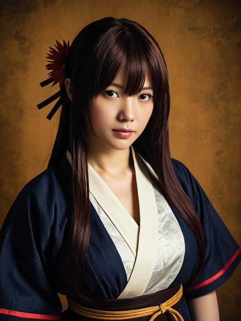 Realistic Kurenai Yuhi Cosplay Woman in Traditional Japanese Costume