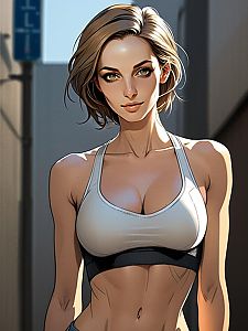 Fit young woman in urban alleyway
