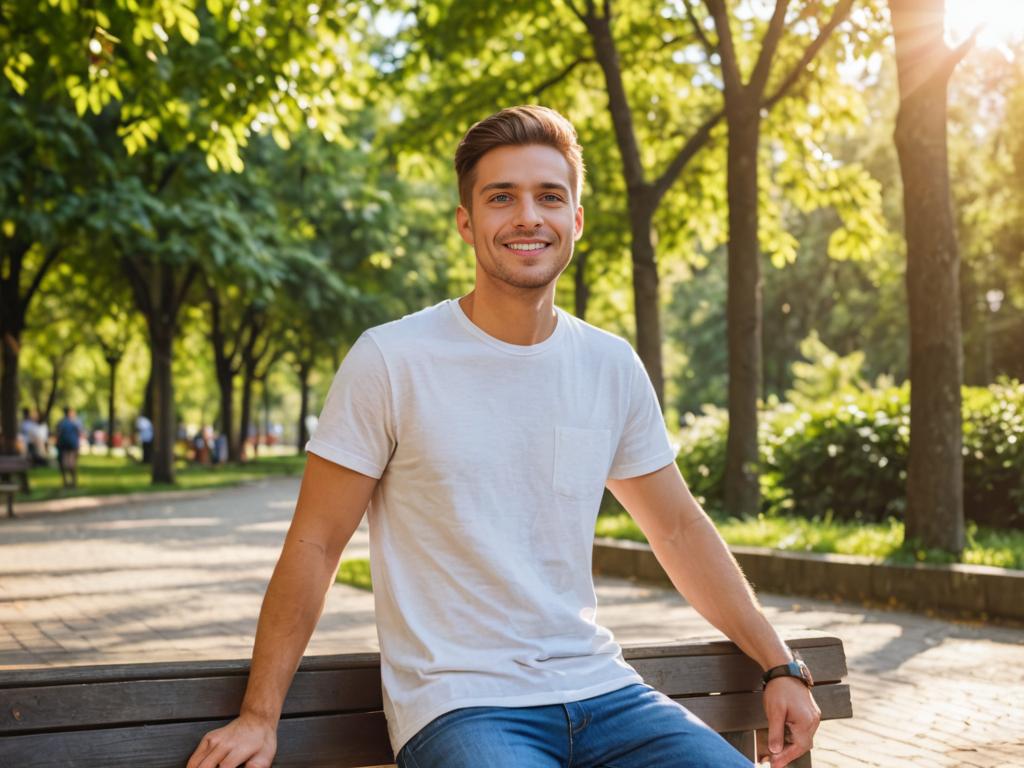 Young Man Relaxing in City Park