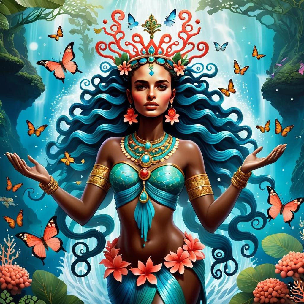 Ethereal Woman with Coral and Turquoise Jewelry