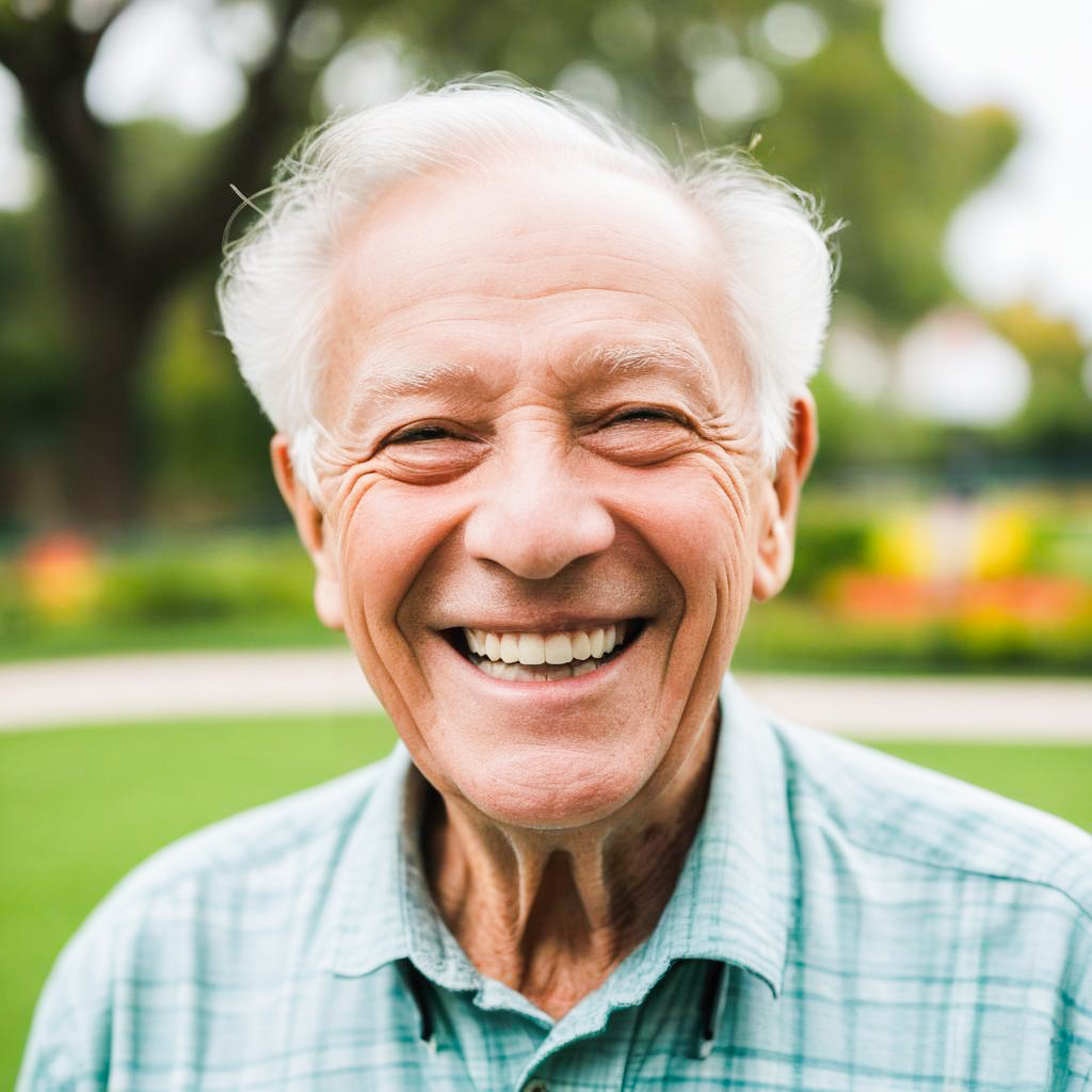 Joyful Elderly Man in Park