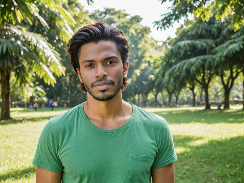 Man with Peso Pluma Hairstyle in Nature