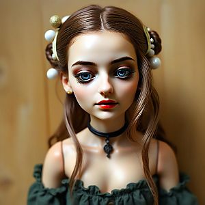 Stylized Portrait of Young Woman with Blue Eyes