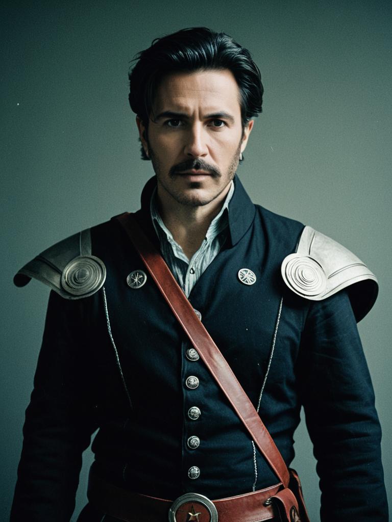 Man in Anya Forger Cosplay with Shoulder Armor - Photorealistic Portrait