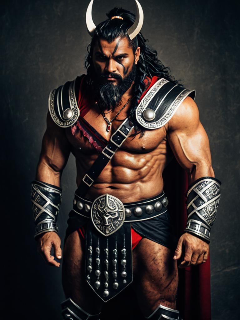 Man Cosplay Wearing Berserker Heracles Costume Realistic Photo