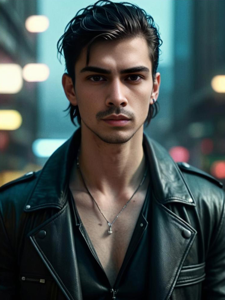 Confident Young Man in Leather Jacket