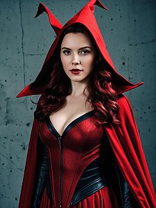Scarlet Witch Movie Costume Woman in Red Hooded Cape and Corset