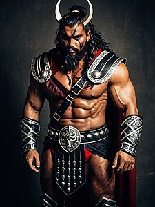Man Cosplay Wearing Berserker Heracles Costume Realistic Photo