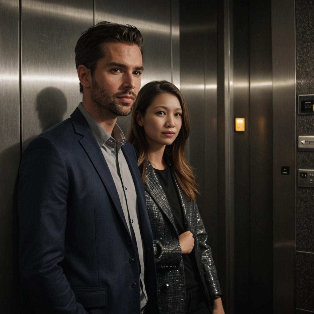 Stylish Couple in Elevator