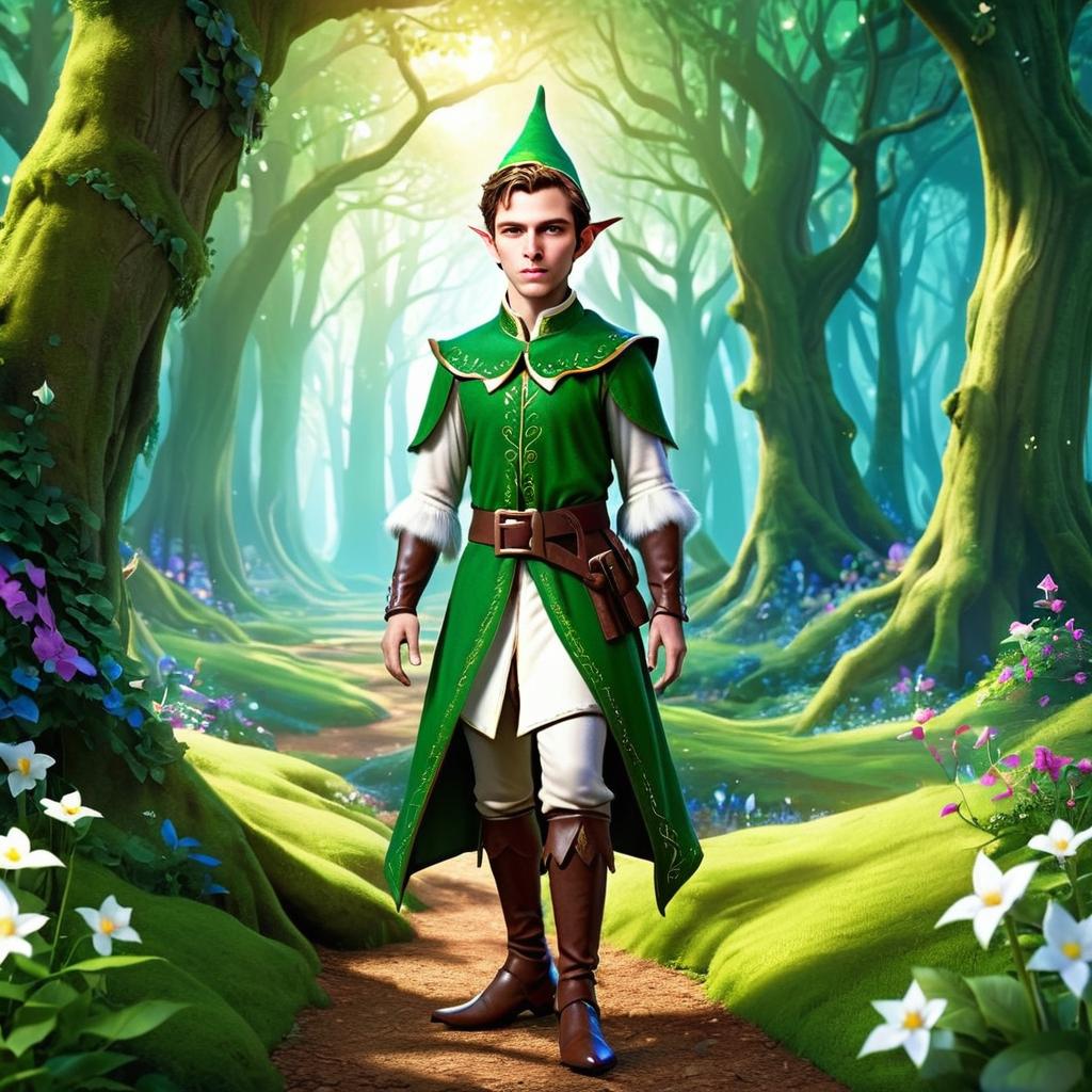 Fantasy Elf on Forest Path