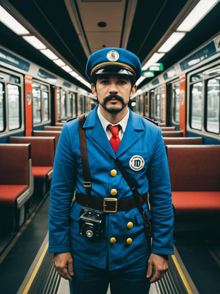 Man in Thomas Train Costume Cosplay Inside Subway Train