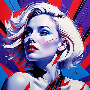 Digital Portrait of Woman with Platinum Blonde Hair