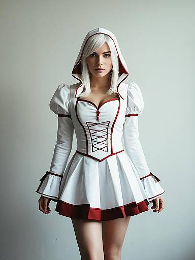 Woman Cosplay in Wonderweiss Margela Costume Realistic Photo