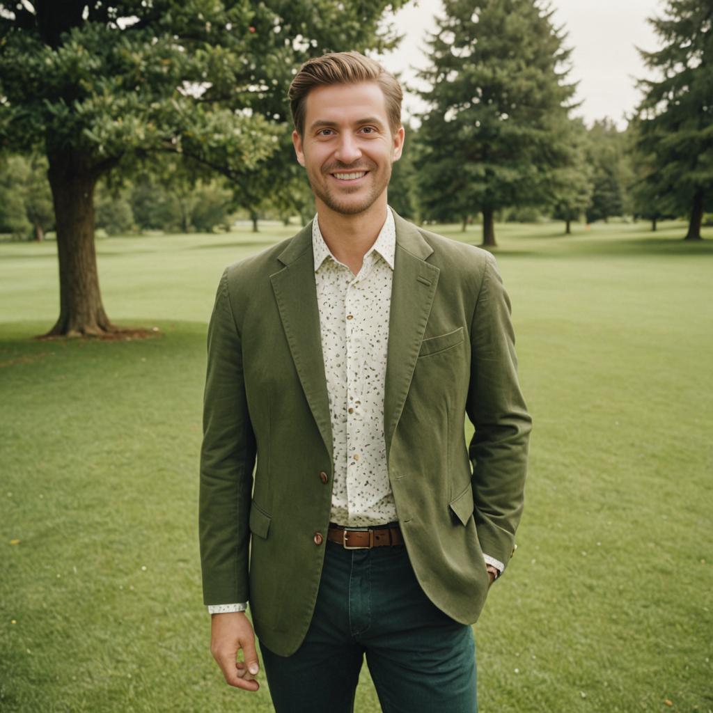 Well-Dressed Man in Lush Green Park