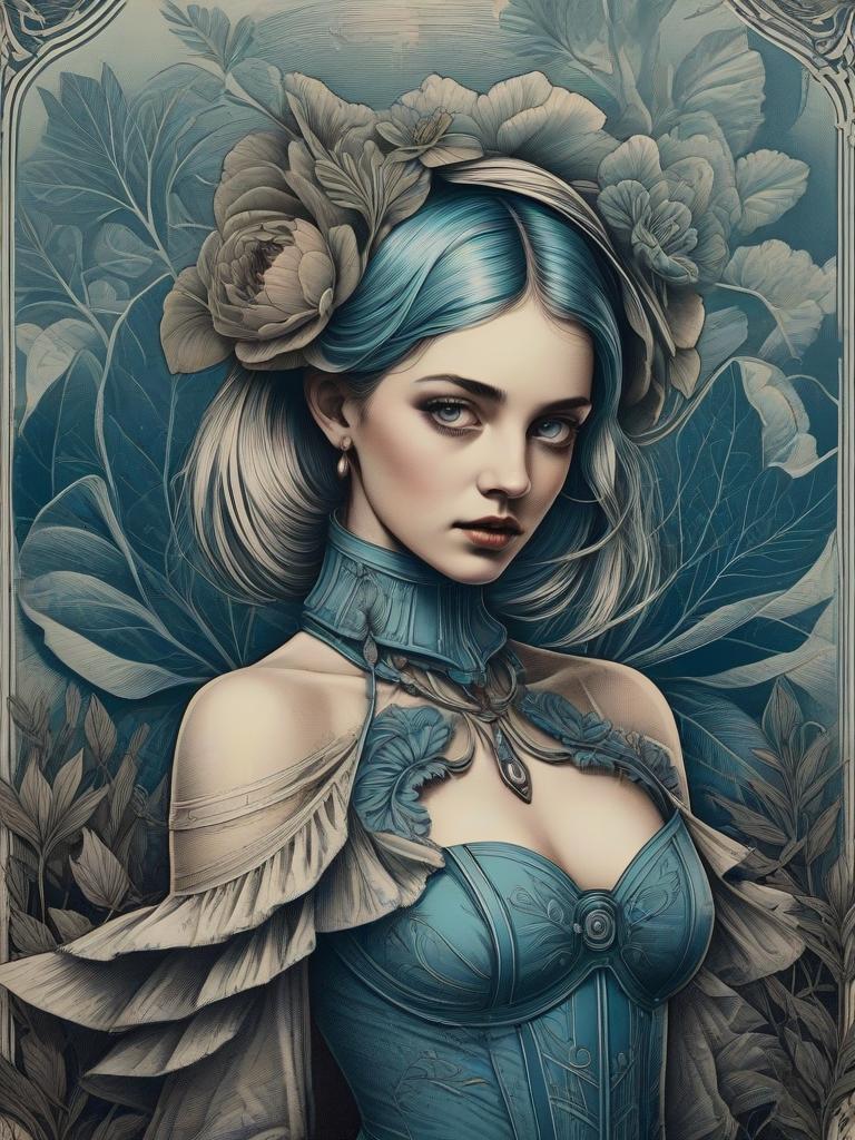 Vintage-Inspired Woman in Lush Fol foliage