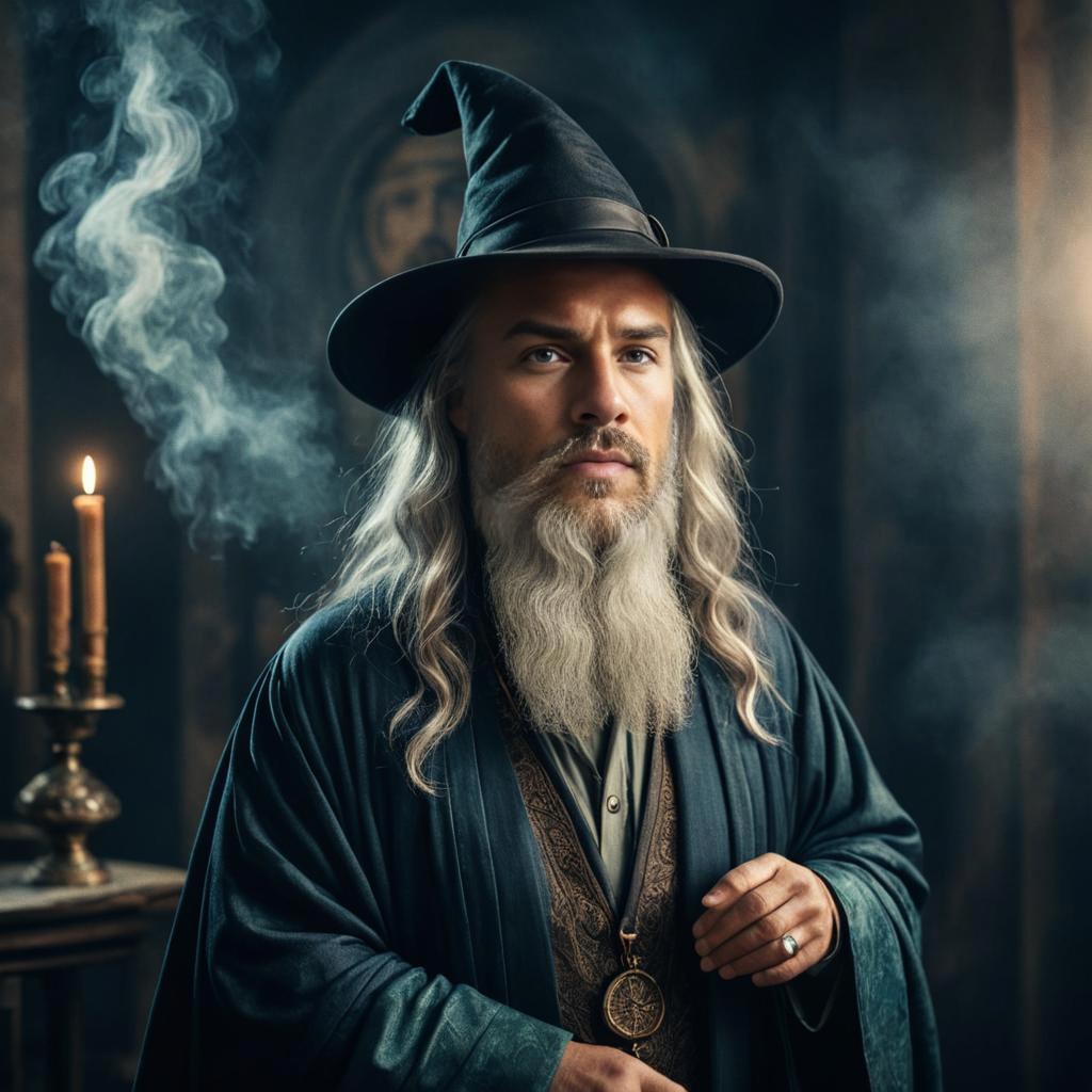 Wise Wizard in Mystical Atmosphere