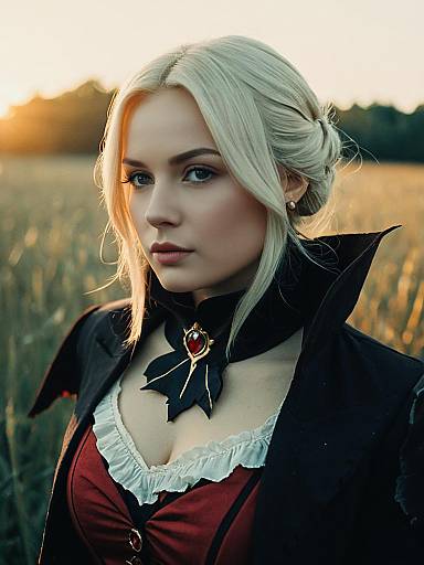 Sexy Cosplay Woman in Shalltear Bloodfallen Costume Outdoor Photoshoot