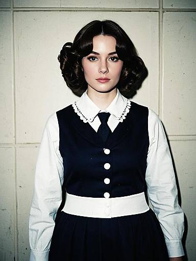 Realistic Milly Thompson Cosplay Woman in Navy Blue Costume