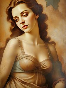 Portrait of a Woman with Auburn Hair in Classical Garment