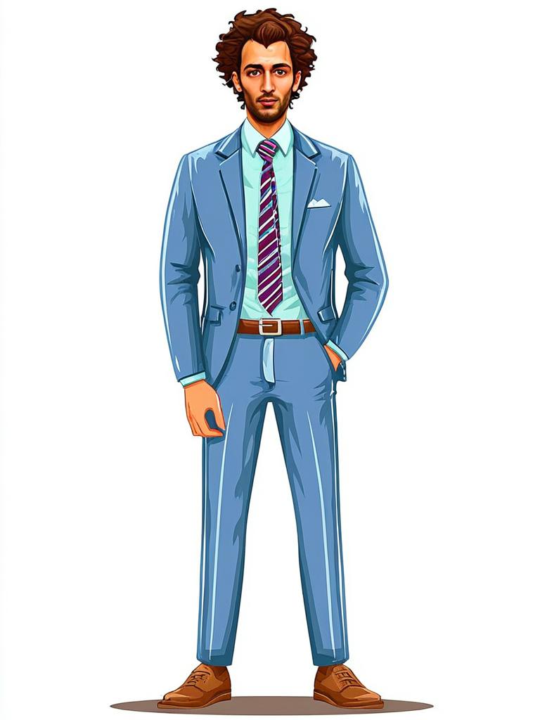 Confident Man in Blue Suit - Vector Art