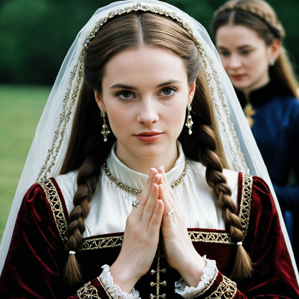 Woman in Historical Costume with Gold Embroidery