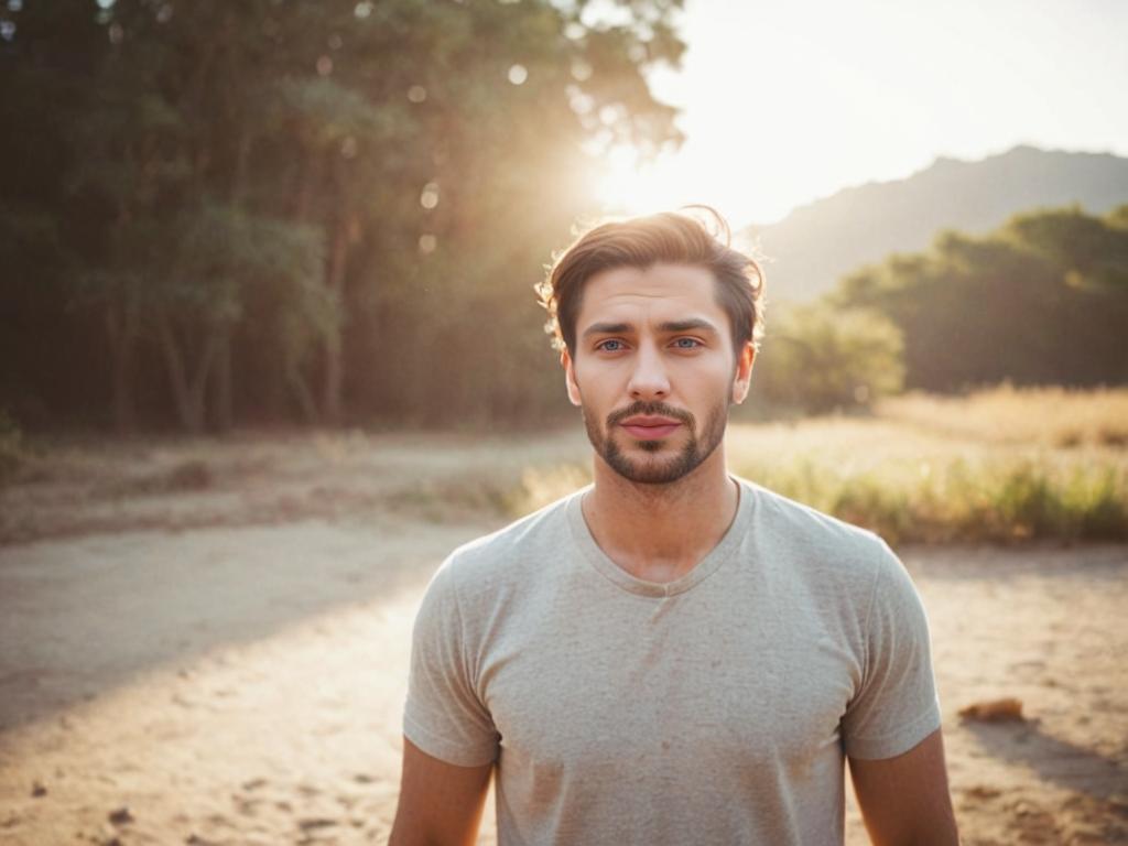 Man in Outdoor Setting at Sunset