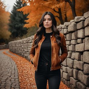 Young Woman in Autumn Foliage