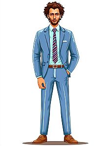 Confident Man in Blue Suit - Vector Art