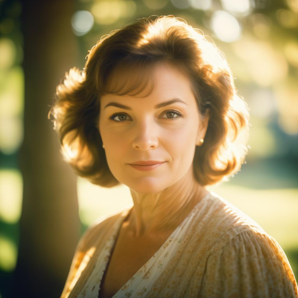 Warm Portrait of a Serene Woman in Nature