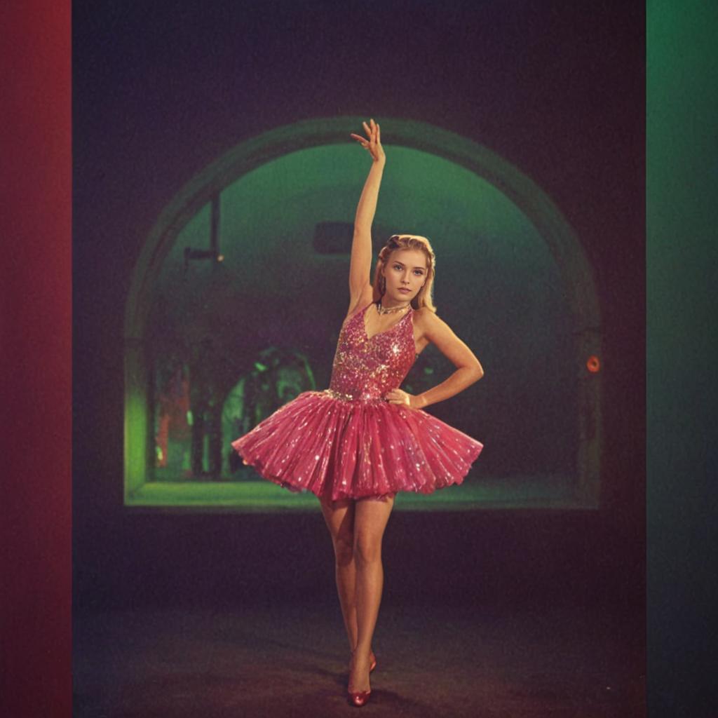 Elegant Woman in Pink Tutu Ballet Pose