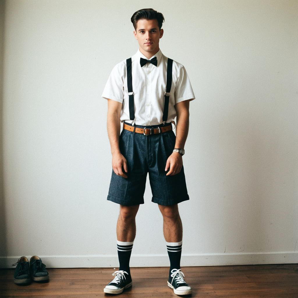 Young Man in Retro Sock Hop Outfit Young Man in Retro Sock Hop Outfit