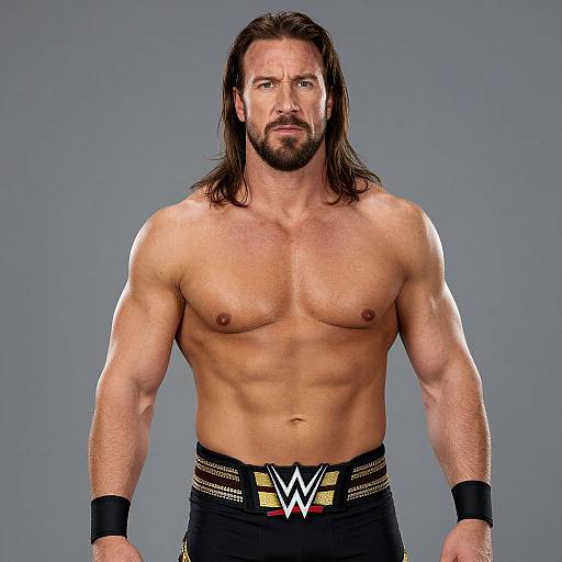 Muscular Man Wearing WWE Belt in Wrestling Attire