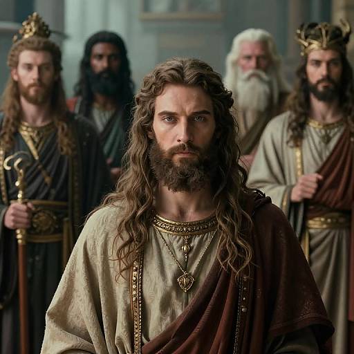 Ancient Regal Men in Historical Biblical Style Robes