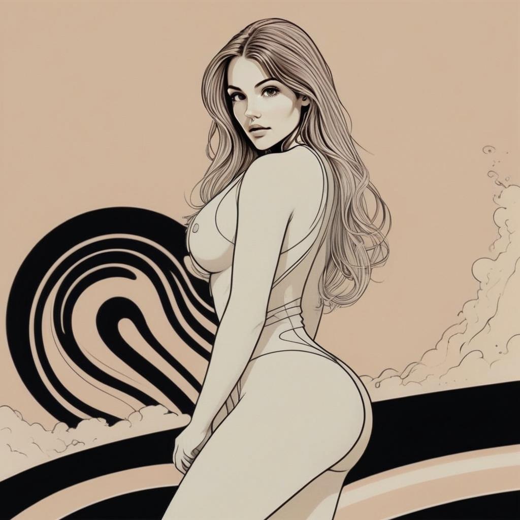 Stylized Digital Illustration of Confident Woman
