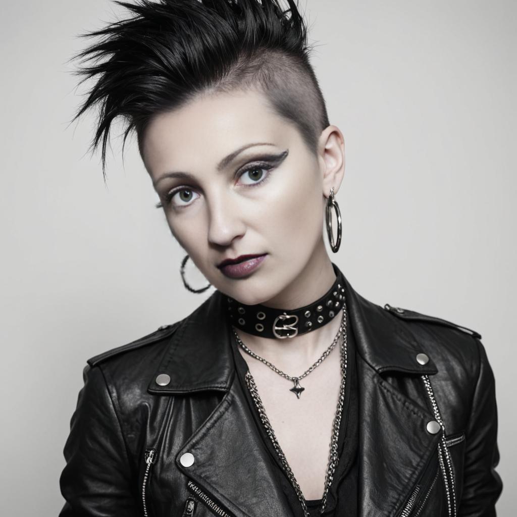 Modern Punk Woman with Faux Hawk and Edgy Accessories