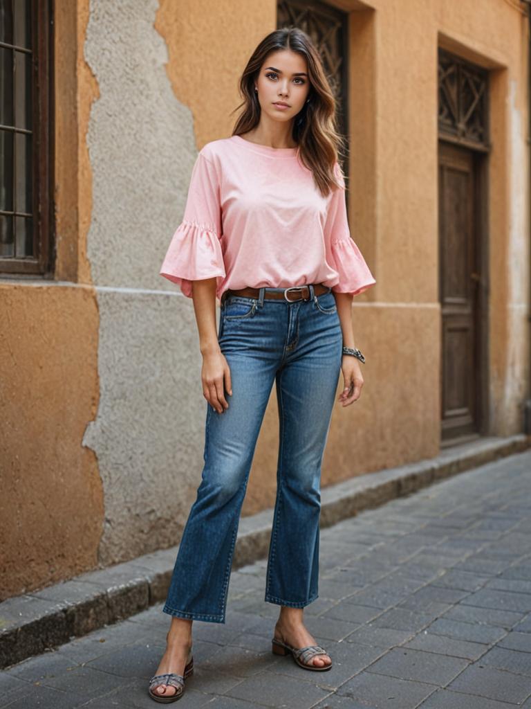 Confident Young Woman in Casual Attire