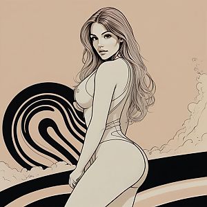 Stylized Digital Illustration of Confident Woman