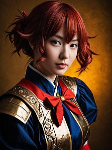 Sexy Cosplay Woman in Ryukyu Ryuko Tatsuma Costume with Red Hair