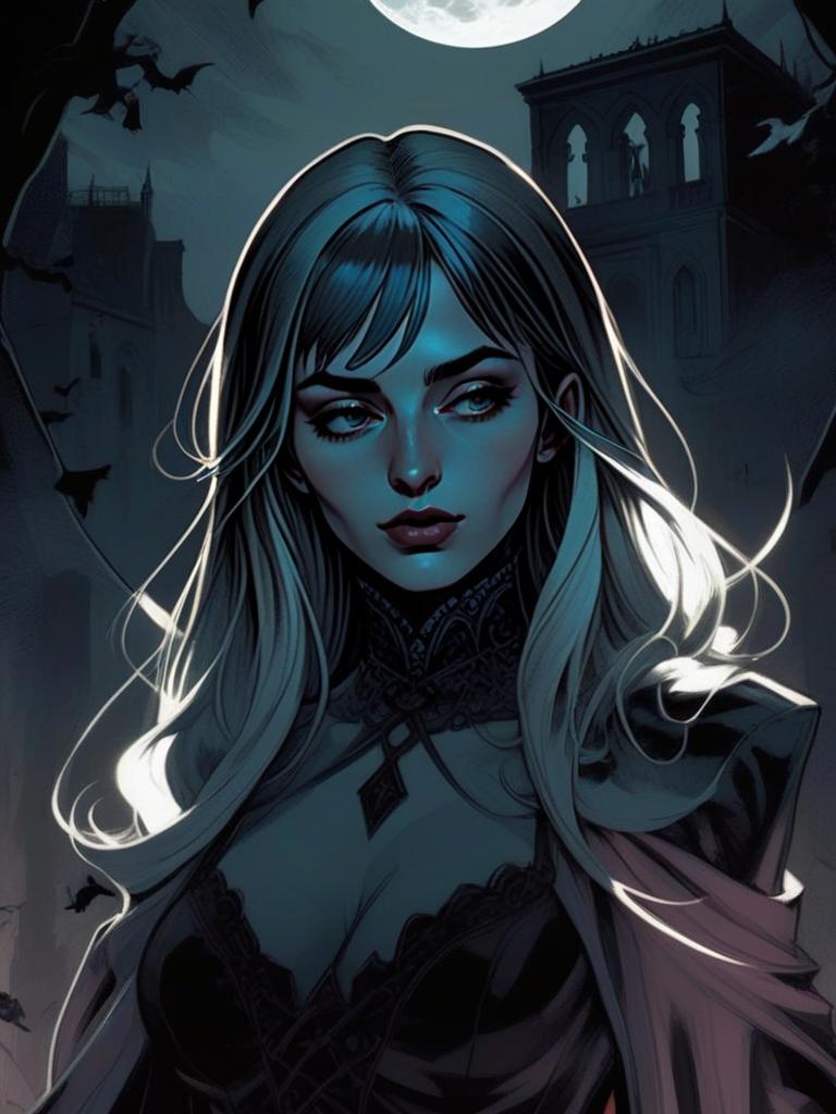 Mysterious Woman in Gothic Setting