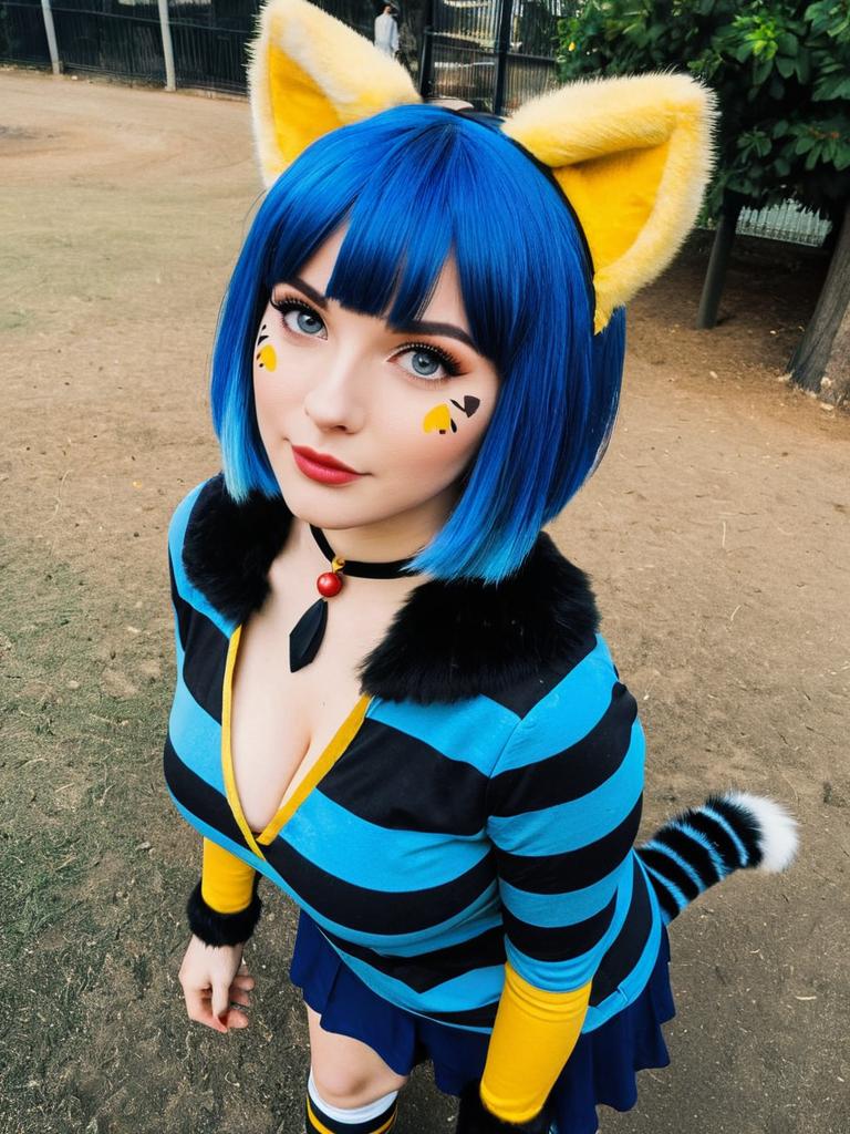 Ankha Animal Crossing Cosplay with Blue Hair and Cat Ears