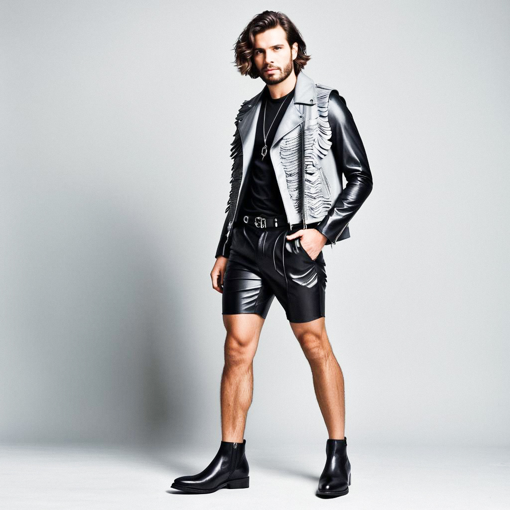 Man in Edgy Black Leather Outfit