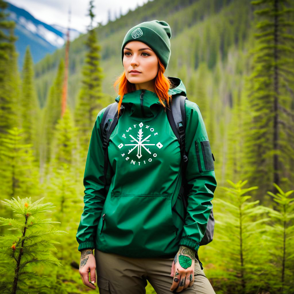 Woman in Green Hoodie in Forest