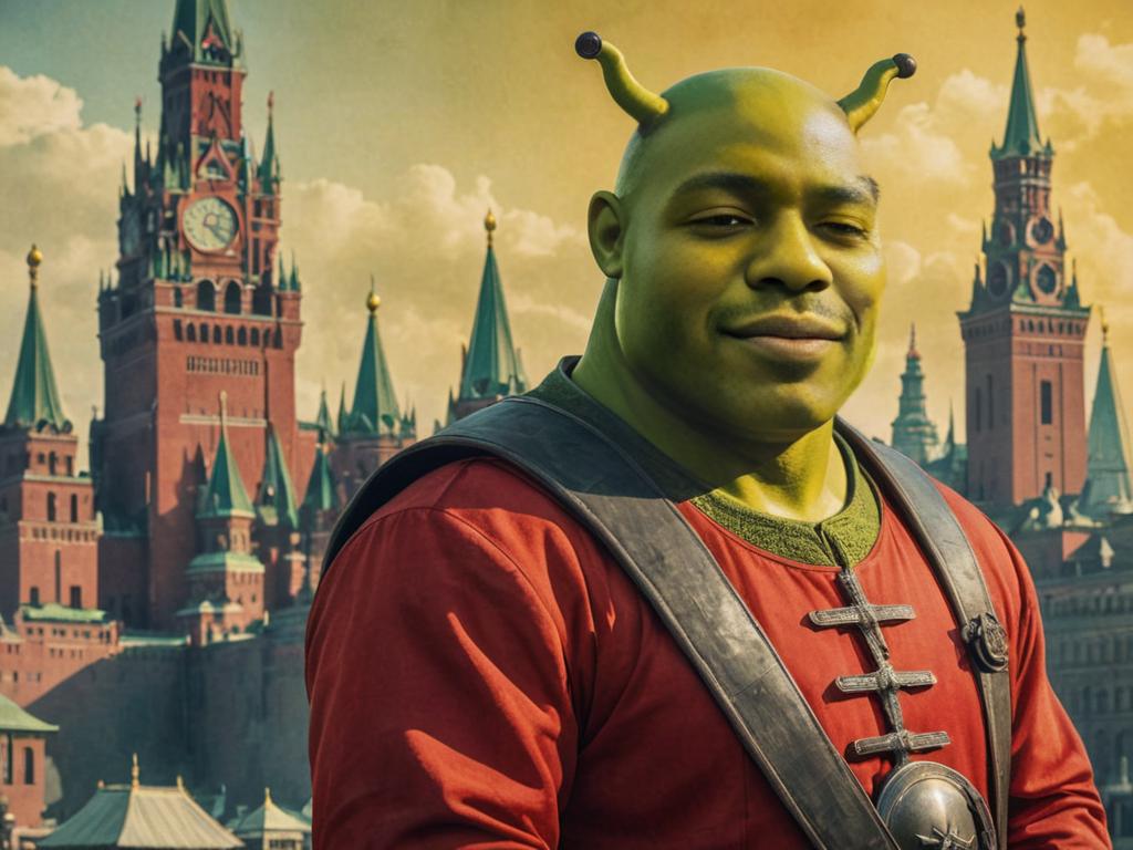 Stylized Man Resembling Shrek in WWII Dystopia