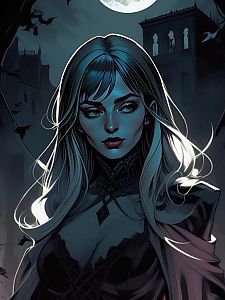 Mysterious Woman in Gothic Setting