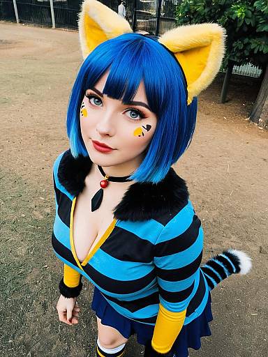 Ankha Animal Crossing Cosplay with Blue Hair and Cat Ears