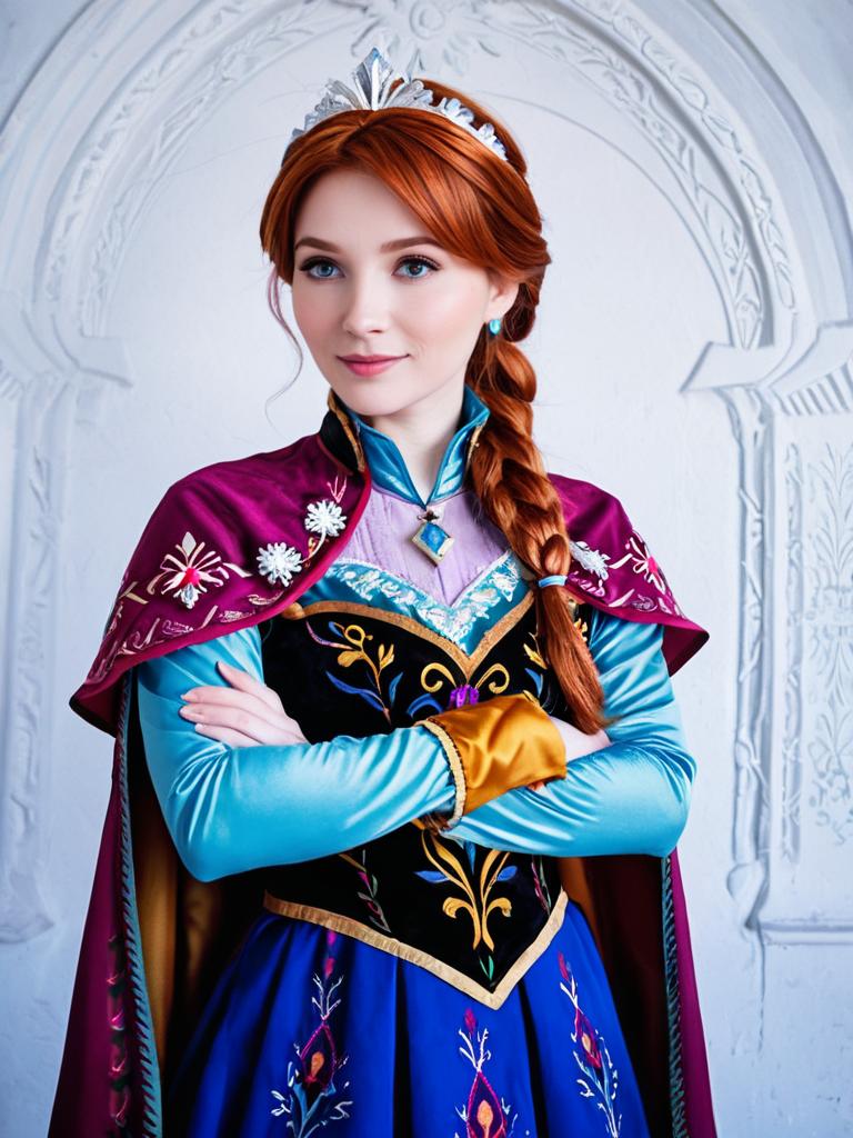Regal Woman in Colorful Costume with Tiara