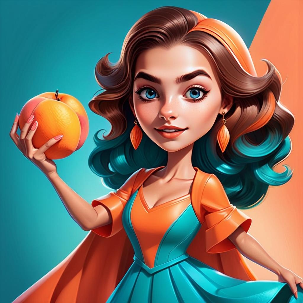Stylized Woman with Blue Eyes and Orange Outfit Stylized Woman with Blue Eyes and Orange Outfit