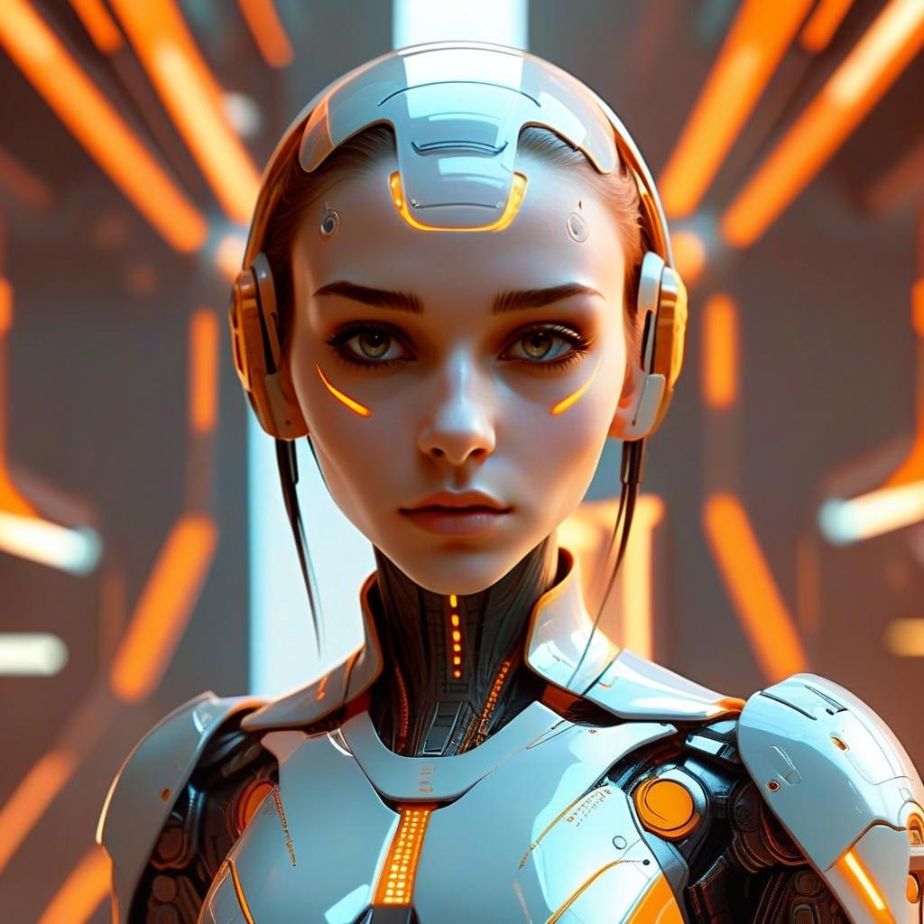 Futuristic Female Cyborg Digital Art with Futuristic Armor