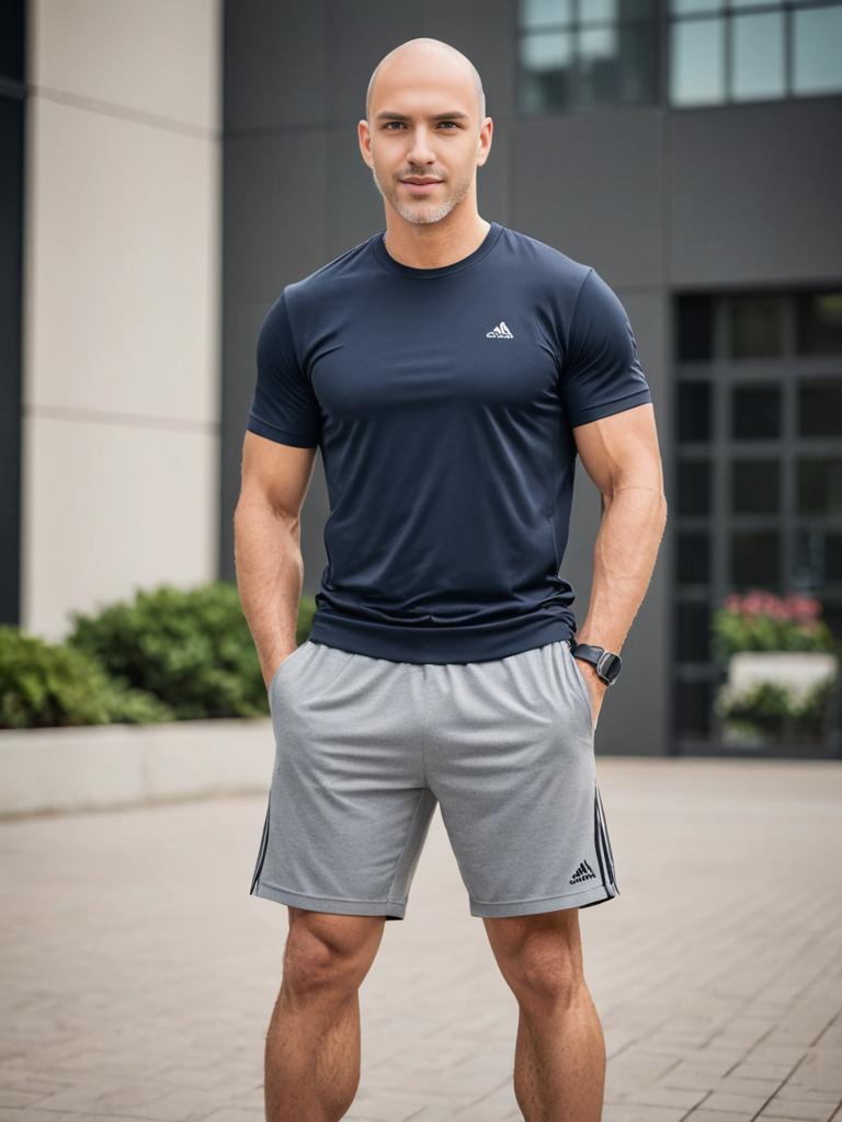 Confident man in athletic outfit outdoors