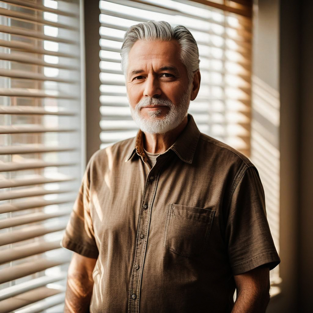 Confident Older Man by Window